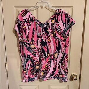 Vibrant Pink Patterned Women's Top